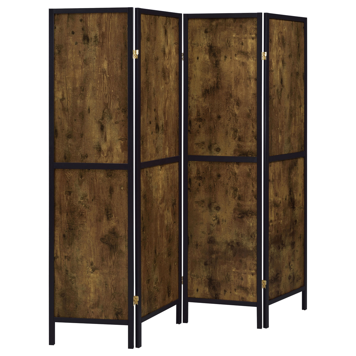 Deepika 4-Panel Room Divider Folding Screen - Rustic Nutmeg