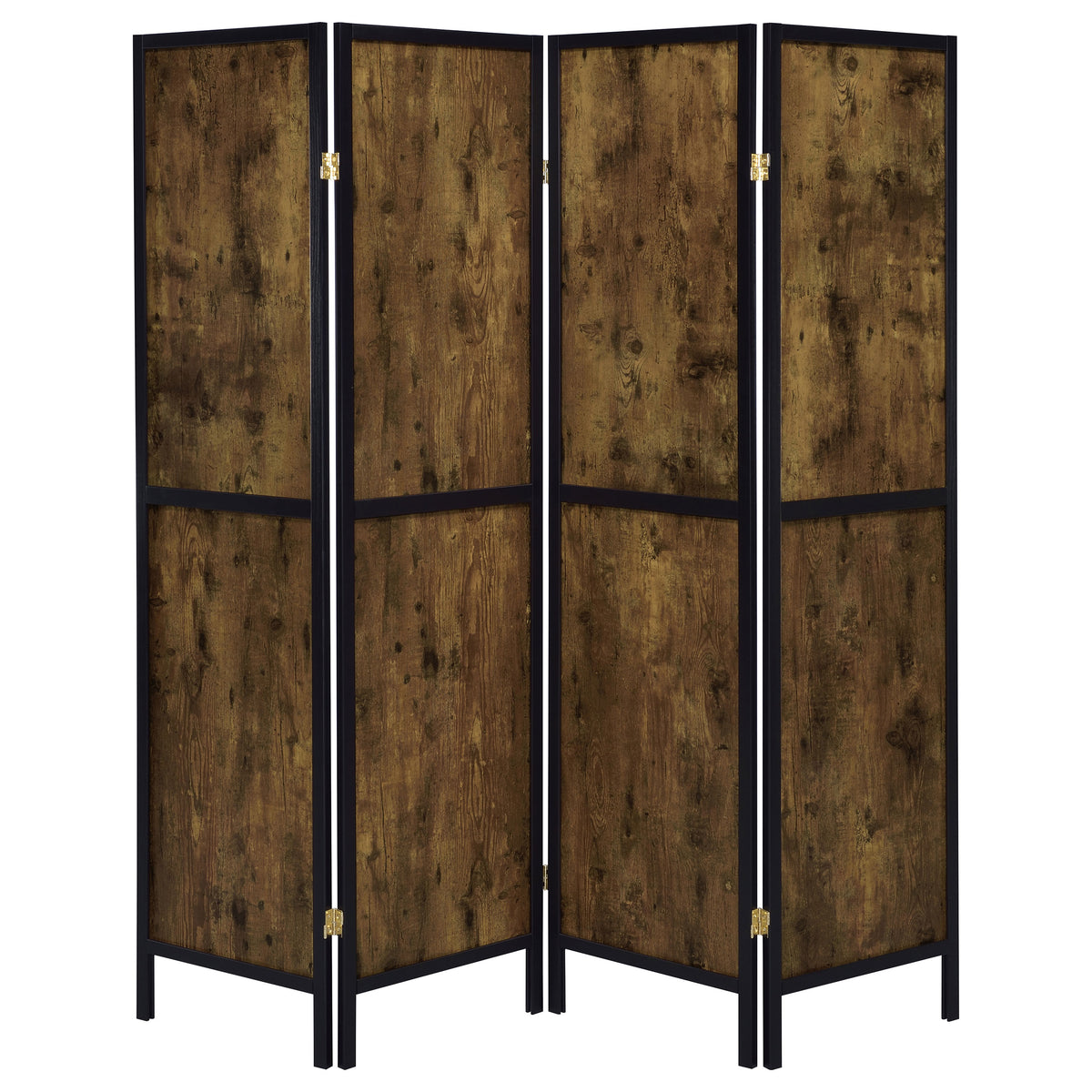 Deepika 4-Panel Room Divider Folding Screen - Rustic Nutmeg
