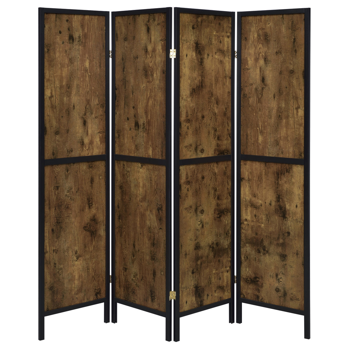 Deepika 4-Panel Room Divider Folding Screen - Rustic Nutmeg