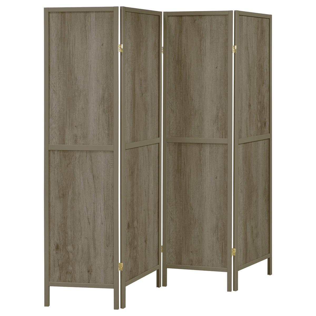 Deepika 4-Panel Room Divider Folding Screen - Grey Driftwood