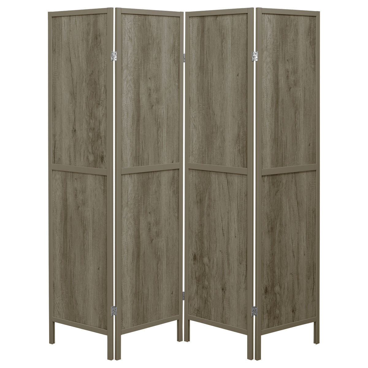 Deepika 4-Panel Room Divider Folding Screen - Grey Driftwood