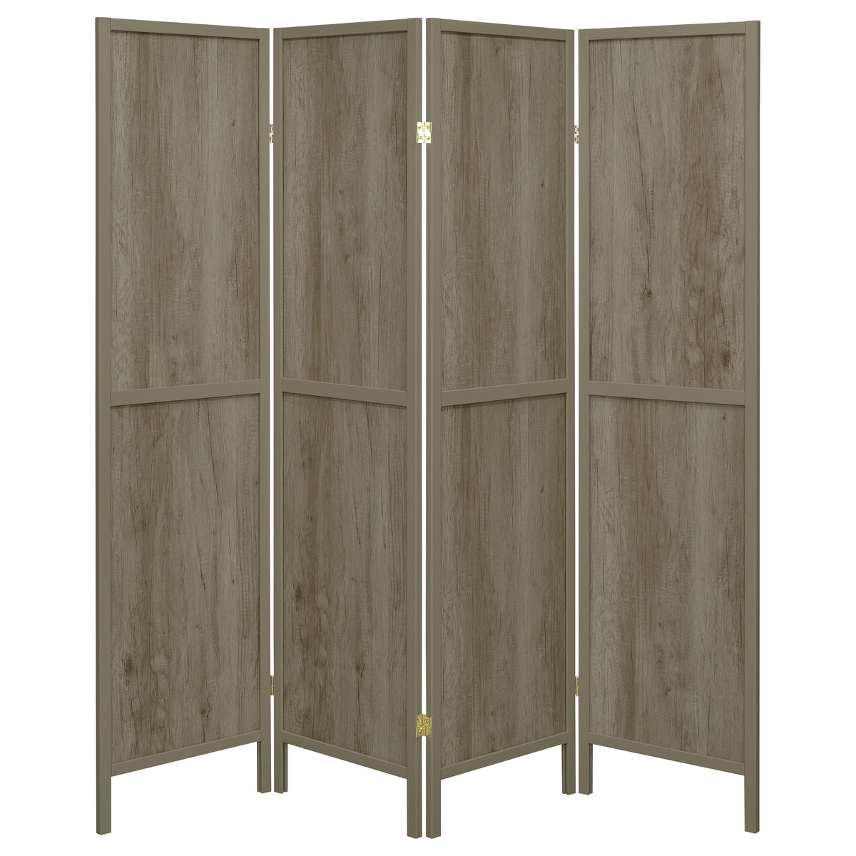 Deepika 4-Panel Room Divider Folding Screen - Grey Driftwood
