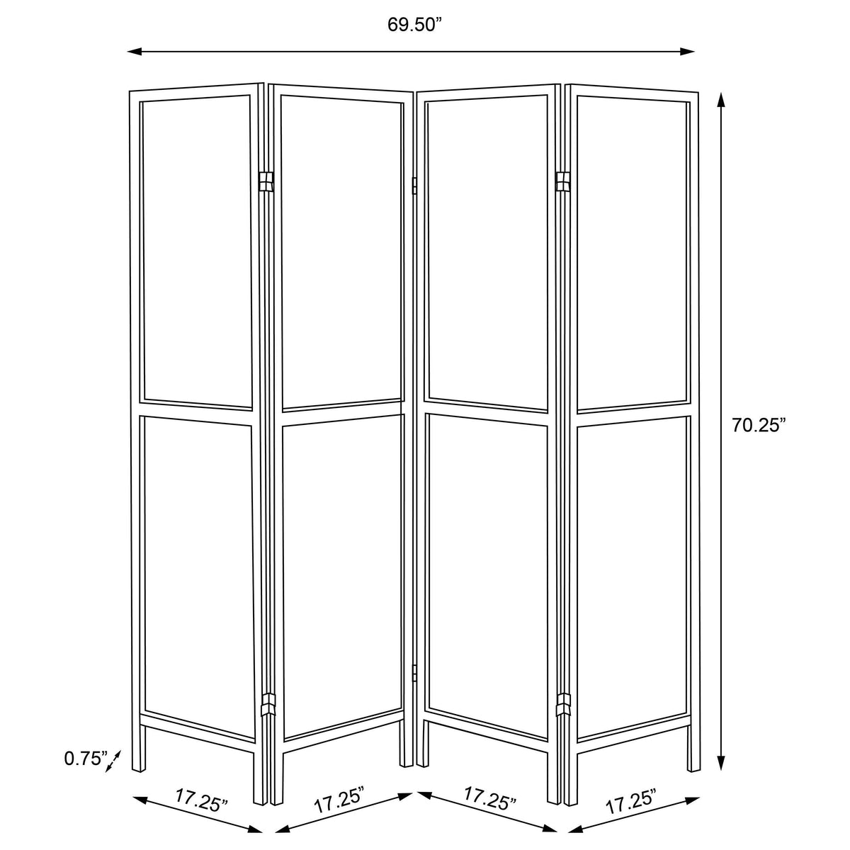 Deepika 4-Panel Room Divider Folding Screen - Grey Driftwood