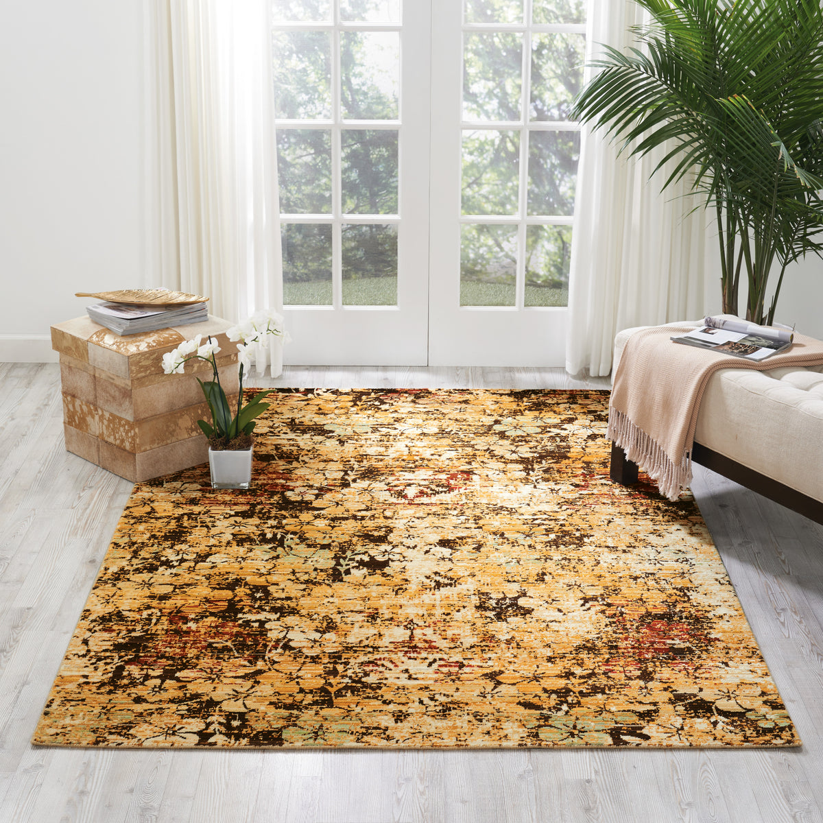 Rhapsody RH004 Beige Gold Rug - room scene