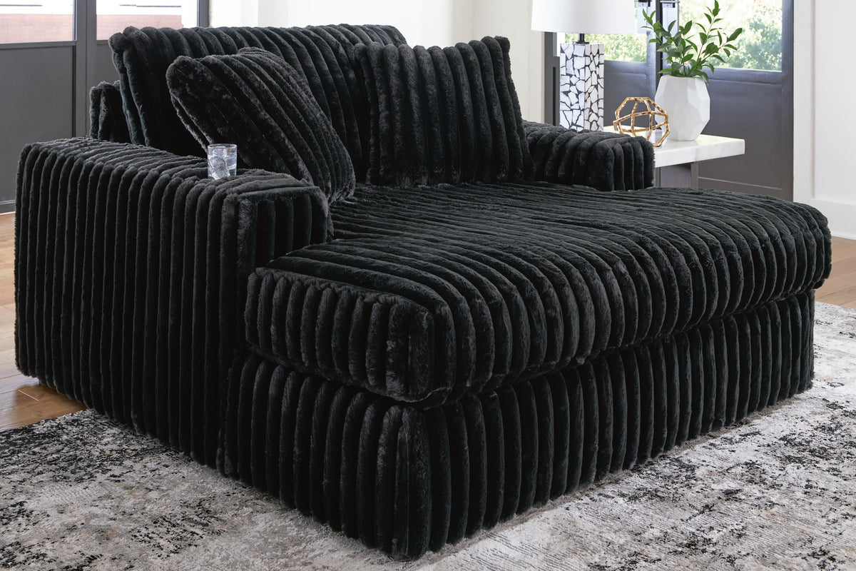 Midnight-Madness 4-Piece Sectional and Oversized Chaise