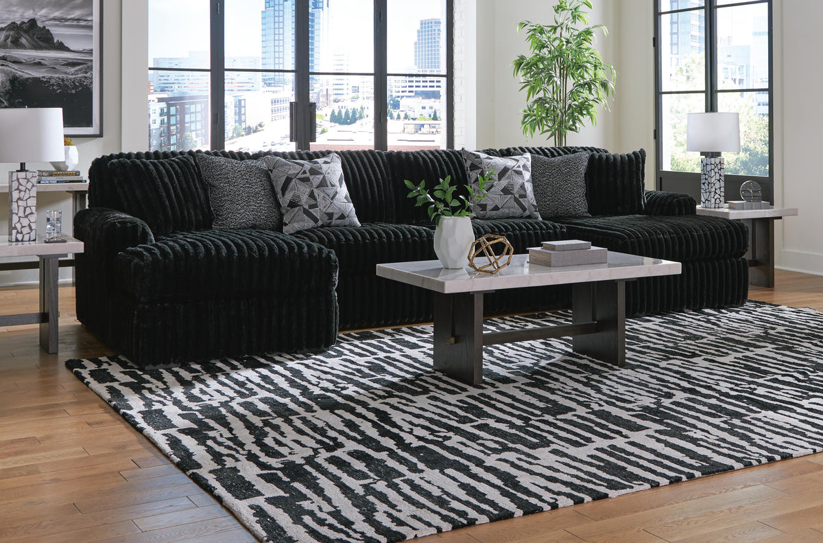 Midnight-Madness 3-Piece Sectional with Chaise Velvet