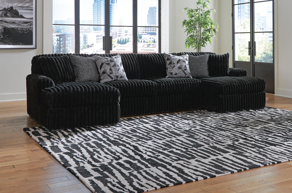 Midnight-Madness 3-Piece Sectional with Chaise Velvet