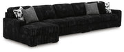 Midnight-Madness 3-Piece Sectional with Chaise Velvet