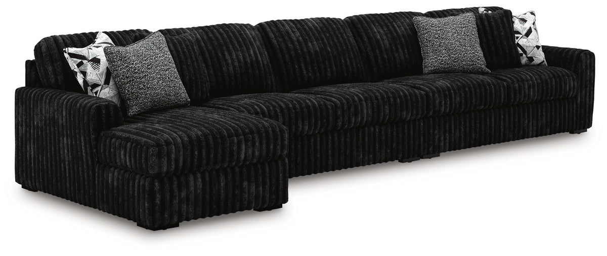 Midnight-Madness 3-Piece Sectional with Chaise Velvet