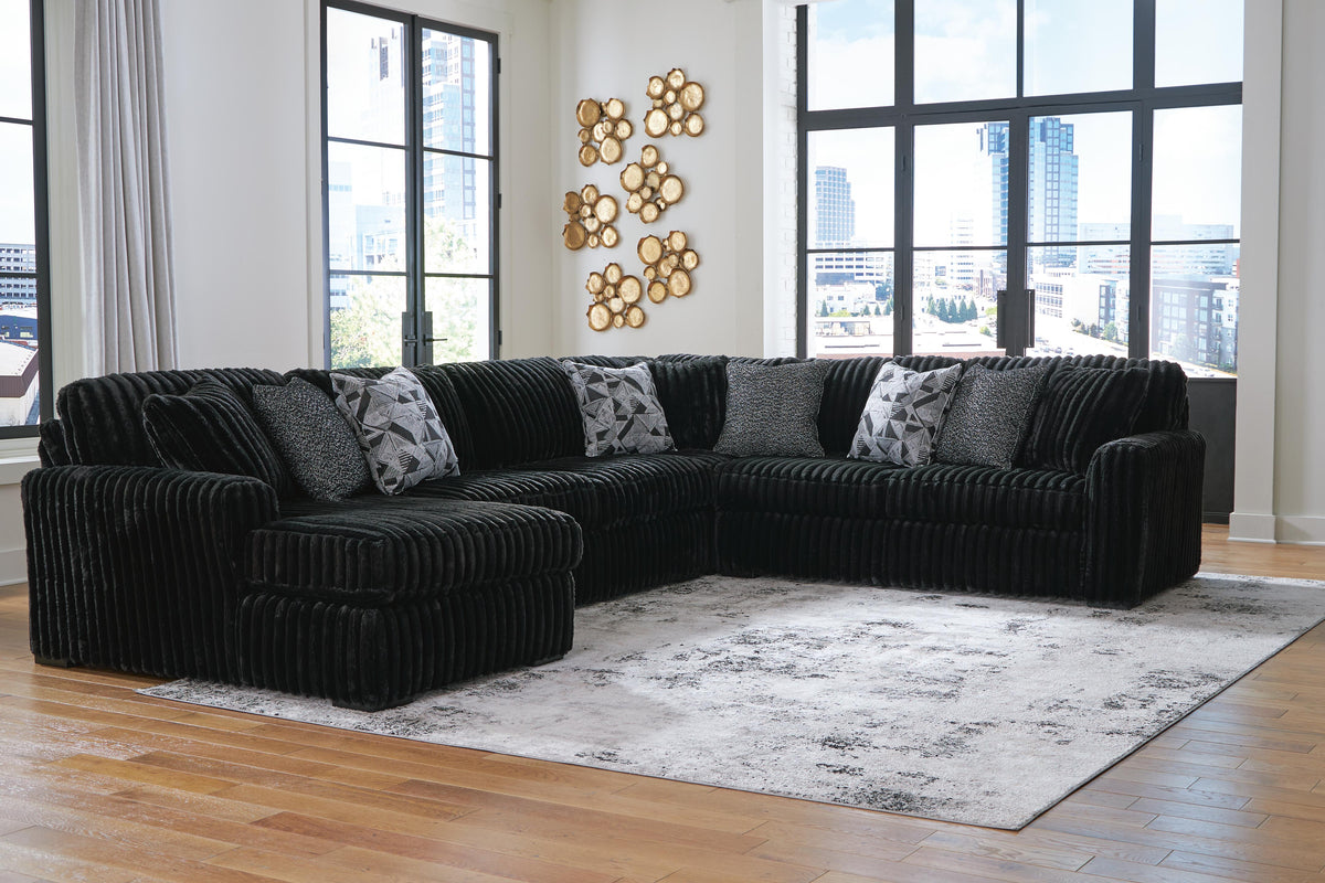 Midnight-Madness 4-Piece Sectional with Chaise Velvet