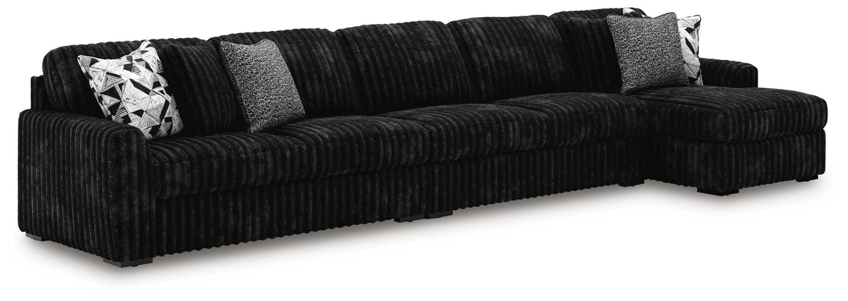 Midnight-Madness 3-Piece Sectional with Chaise Velvet