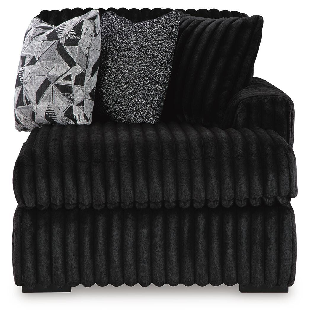 Midnight-Madness 3-Piece Sectional with Chaise Velvet - Onyx, Right Arm Facing