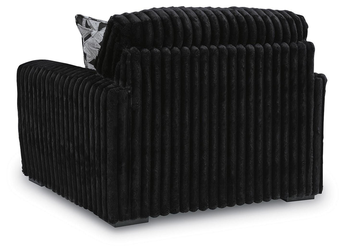 Midnight-Madness Oversized Chair and Ottoman - Onyx