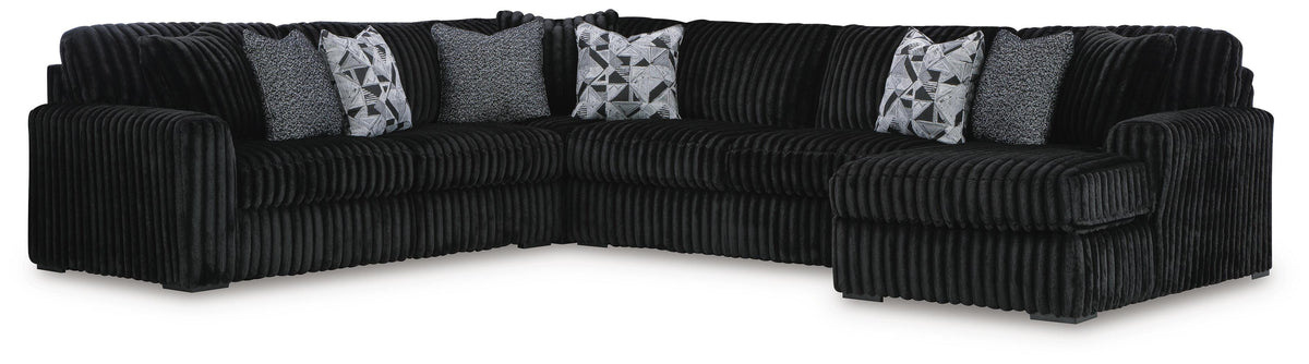 Midnight-Madness 6-Piece Sectional with Chaise - Onyx, Right Arm Facing