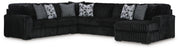 Midnight-Madness 4-Piece Sectional with Chaise Velvet