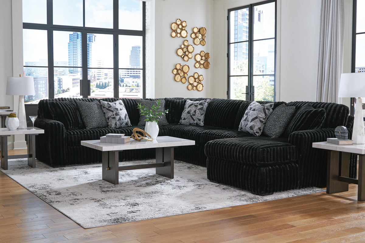 Midnight-Madness 4-Piece Sectional with Chaise Velvet