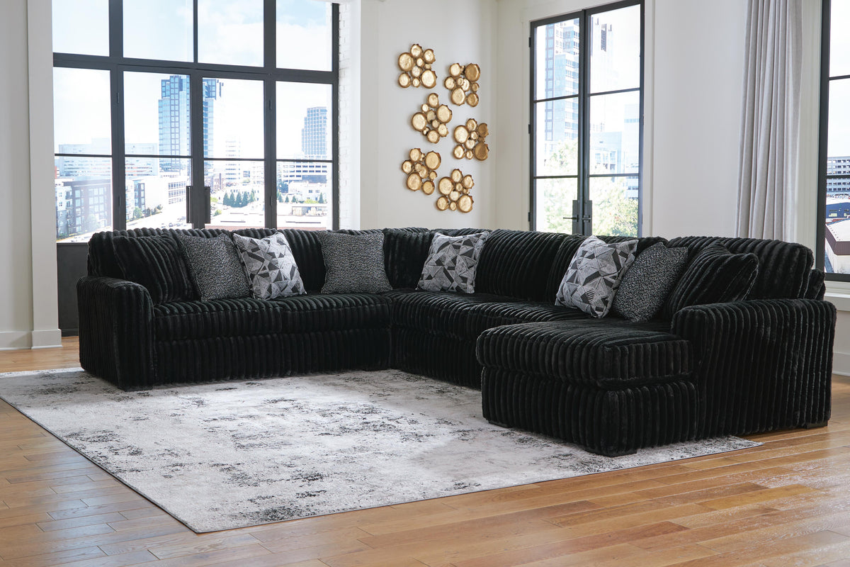 Midnight-Madness 4-Piece Sectional with Chaise Velvet