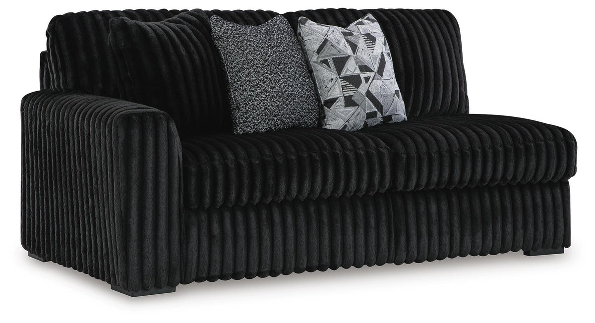Midnight-Madness 3-Piece Sectional with Chaise Velvet - Onyx, Right Arm Facing