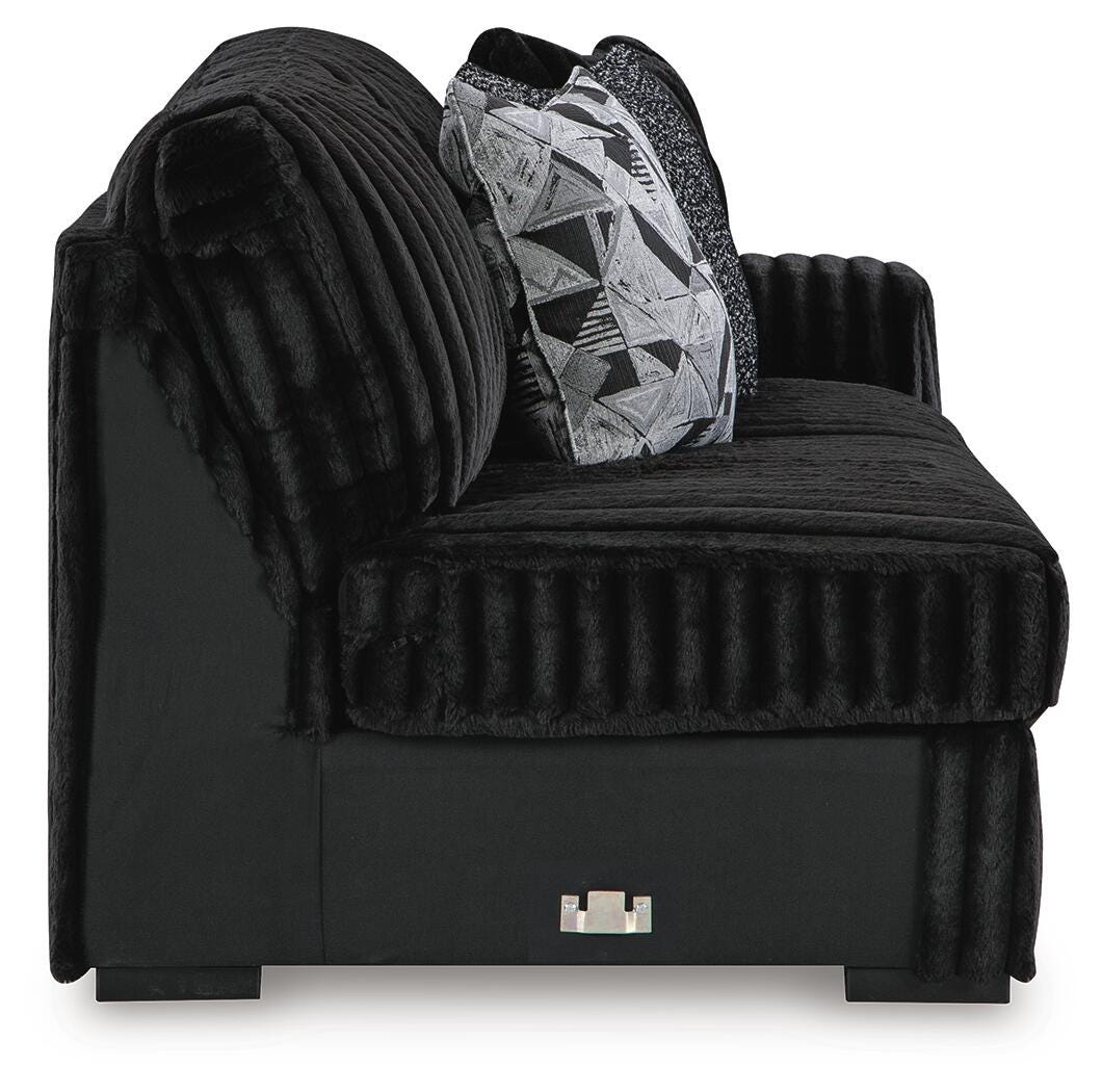 Midnight-Madness 3-Piece Sectional with Chaise Velvet - Onyx, Left Arm Facing
