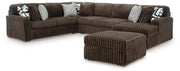 Midnight-Madness 4-Piece Sectional and Oversized Accent Ottoman - Chocolate, Right Arm Facing