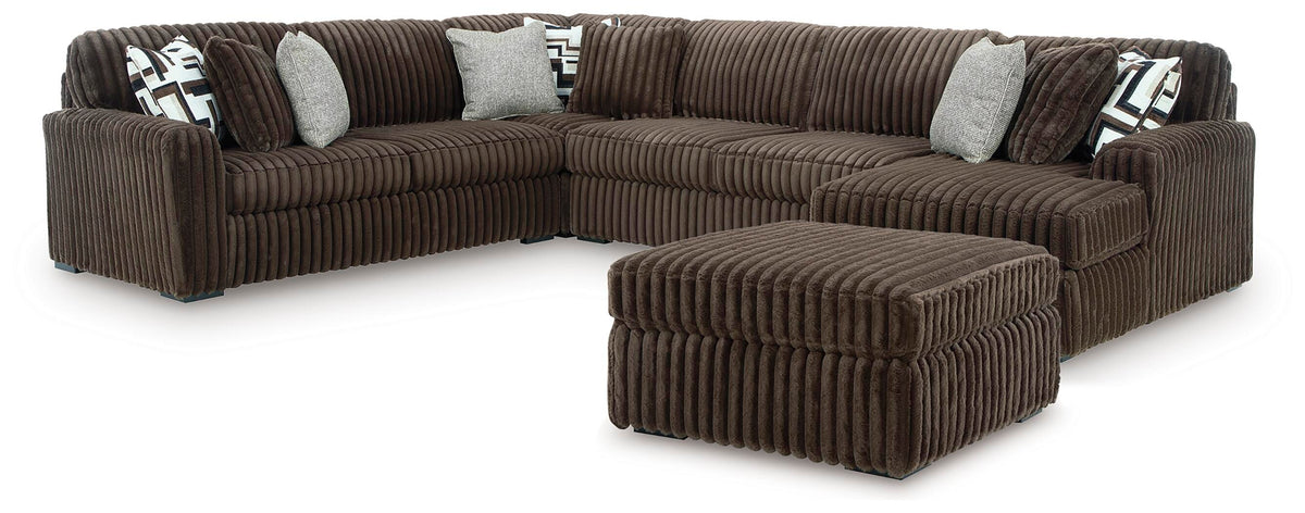 Midnight-Madness 4-Piece Sectional and Oversized Accent Ottoman - Chocolate, Right Arm Facing