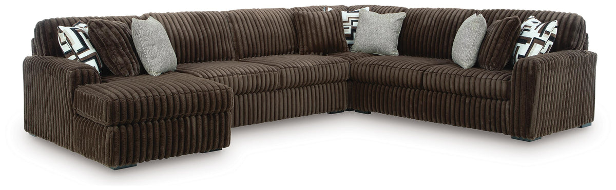 Midnight-Madness 4-Piece Sectional with Chaise Velvet
