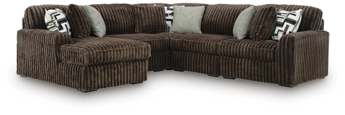 Midnight-Madness 5-Piece Sectional with Chaise - Chocolate, Left Arm Facing