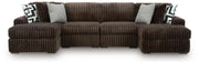Midnight-Madness 4-Piece Double Chaise Sectional - Chocolate