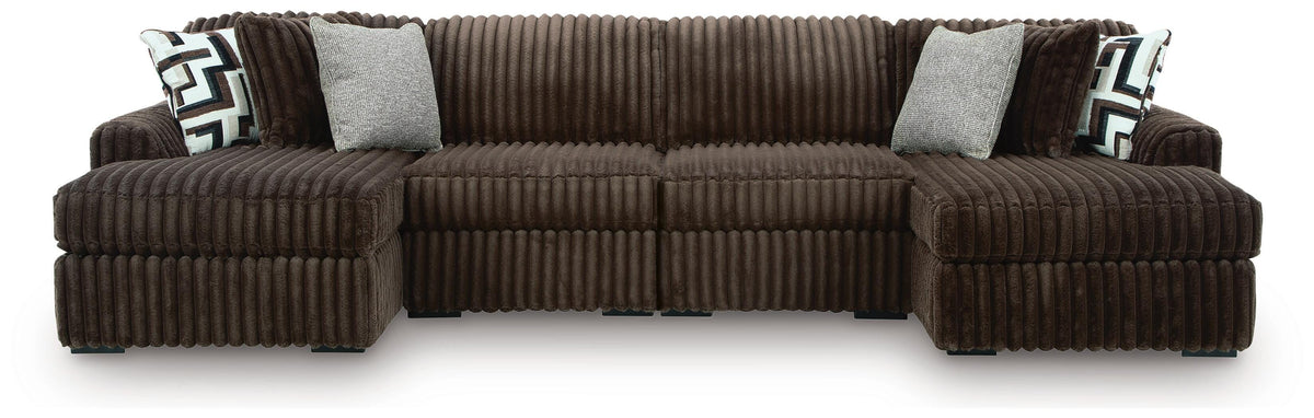 Midnight-Madness 4-Piece Double Chaise Sectional - Chocolate