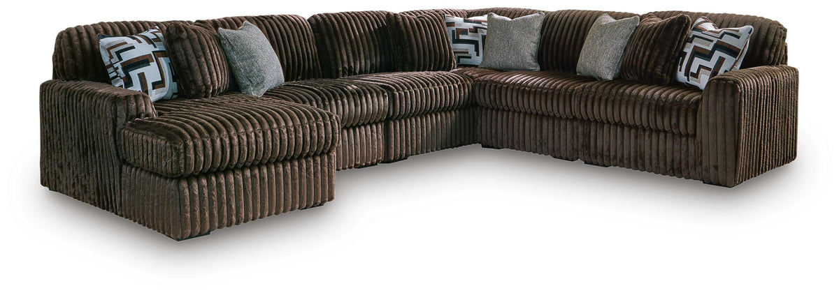 Midnight-Madness 6-Piece Sectional with Chaise - Chocolate, Left Arm Facing