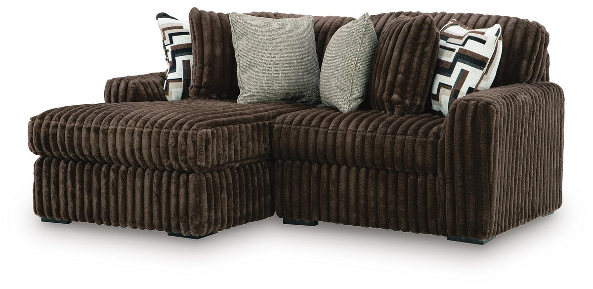 Midnight-Madness 2-Piece Sectional with Chaise - Chocolate, Left Arm Facing