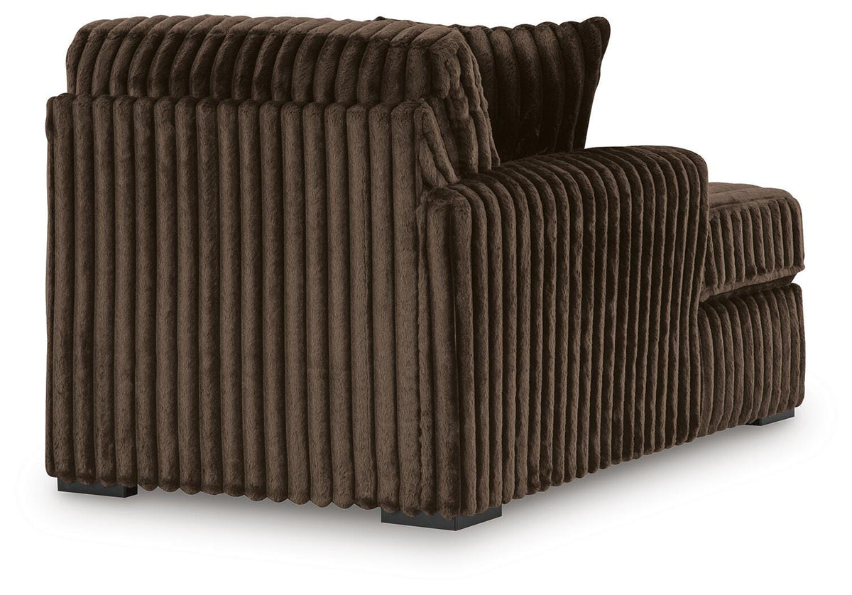 Midnight-Madness 3-Piece Sectional with Double Chaise and Ottoman - Chocolate