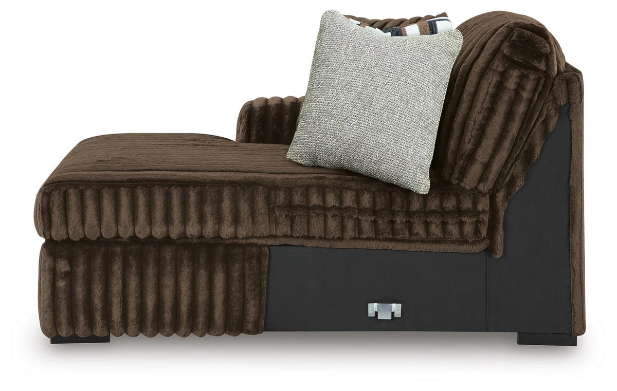 Midnight-Madness 3-Piece Sectional with Double Chaise and Ottoman - Chocolate