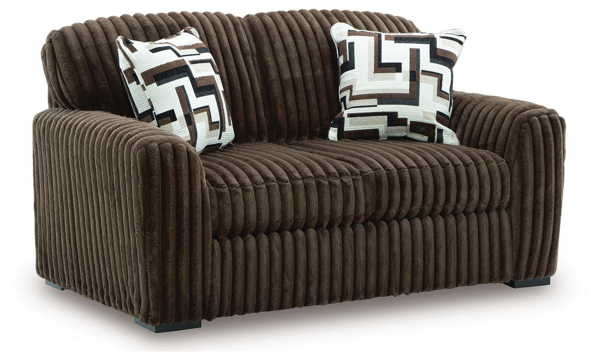 Midnight-Madness Sofa, Loveseat and Oversized Ottoman - Chocolate