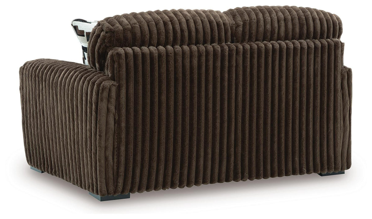 Midnight-Madness Sofa, Loveseat and Oversized Ottoman - Chocolate