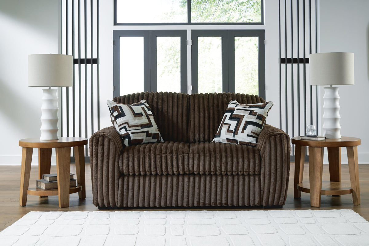Midnight-Madness Sofa, Loveseat and Oversized Ottoman - Chocolate