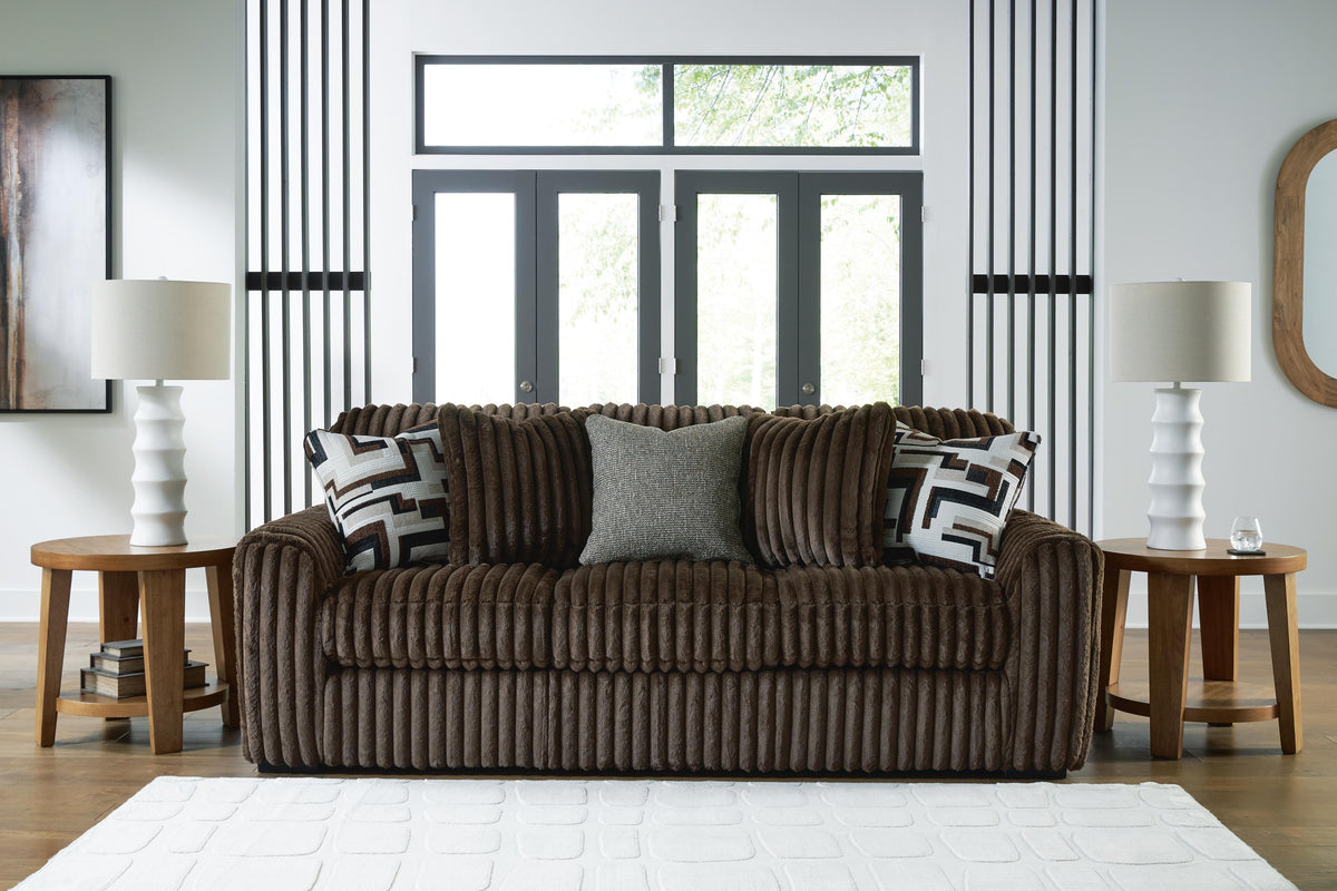 Midnight-Madness Sofa, Loveseat and Oversized Ottoman - Chocolate