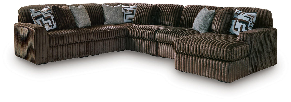 Midnight-Madness 6-Piece Sectional with Chaise - Chocolate, Right Arm Facing