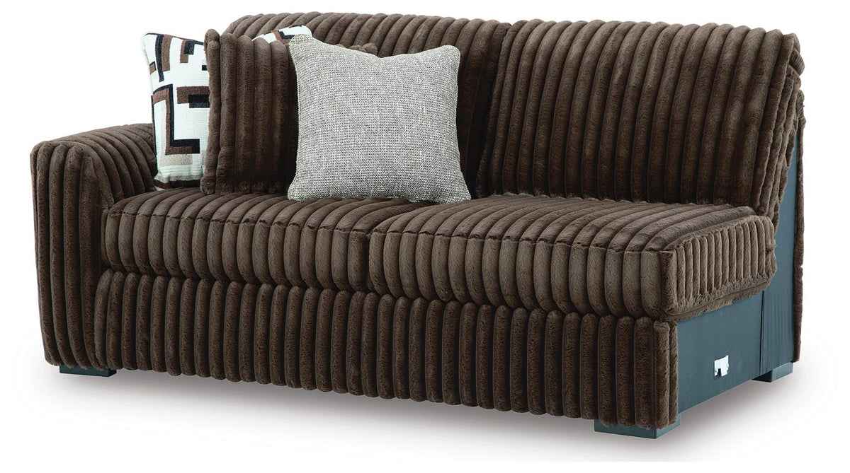 Midnight-Madness 4-Piece Sectional and Oversized Accent Ottoman - Chocolate, Right Arm Facing