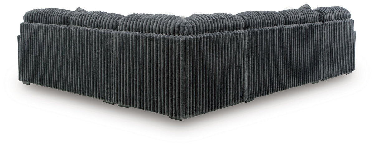 Midnight-Madness 4-Piece Sectional and Oversized Accent Ottoman - Gunmetal, Left Arm Facing