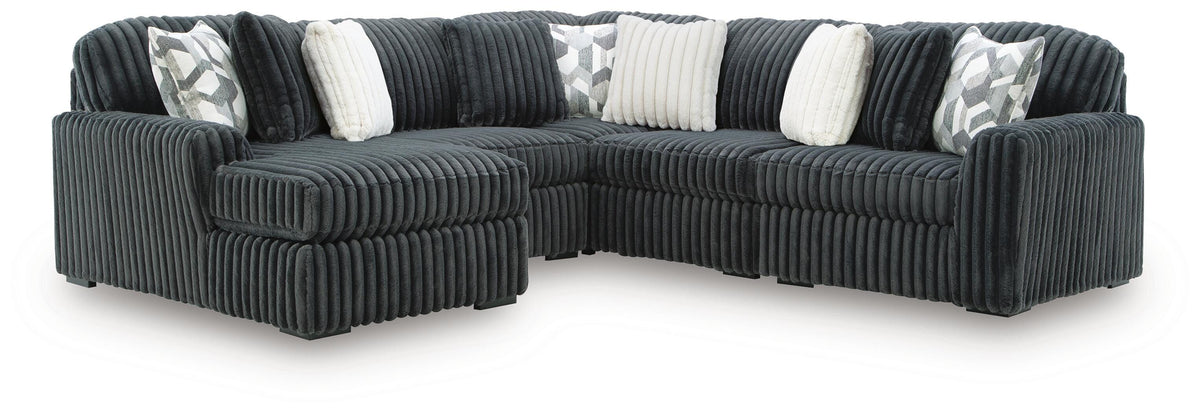 Midnight-Madness 5-Piece Sectional with Chaise - Gunmetal, Left Arm Facing