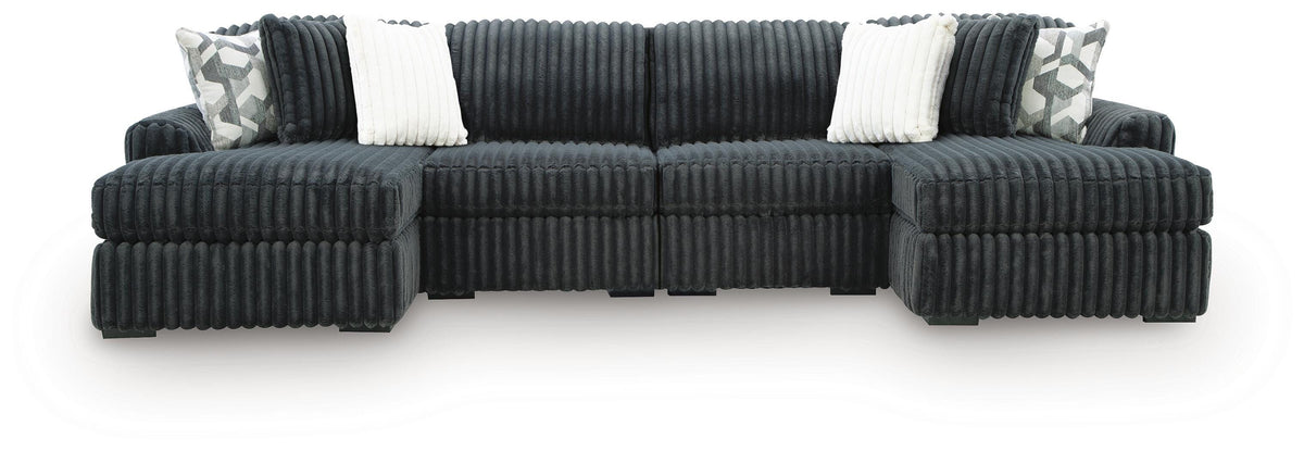 Midnight-Madness 4-Piece Double Chaise Sectional - Gunmetal