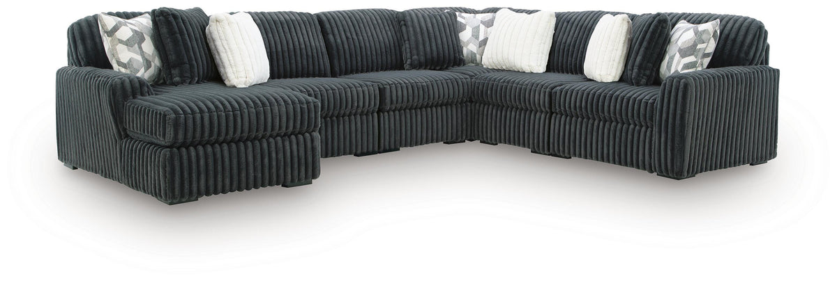 Midnight-Madness 6-Piece Sectional with Chaise - Gunmetal, Left Arm Facing