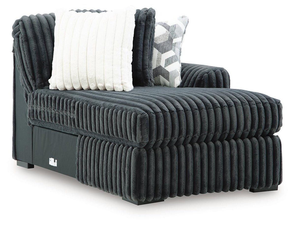 Midnight-Madness 3-Piece Sectional with Chaise Velvet - Gunmetal, Right Arm Facing