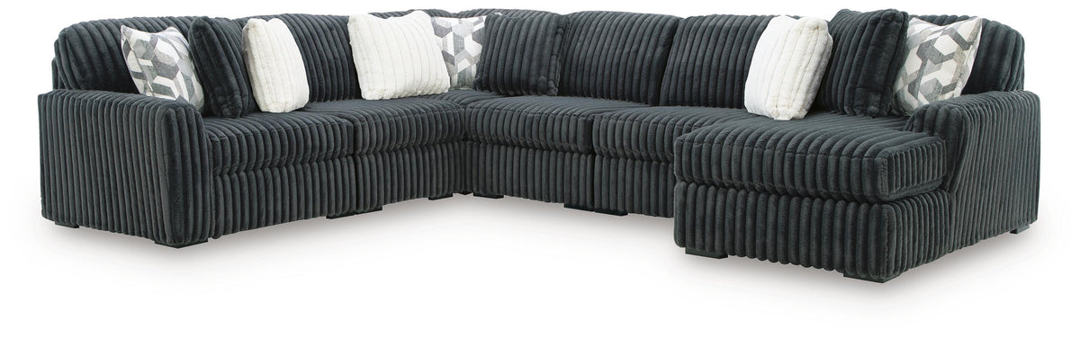 Midnight-Madness 6-Piece Sectional with Chaise - Gunmetal, Right Arm Facing