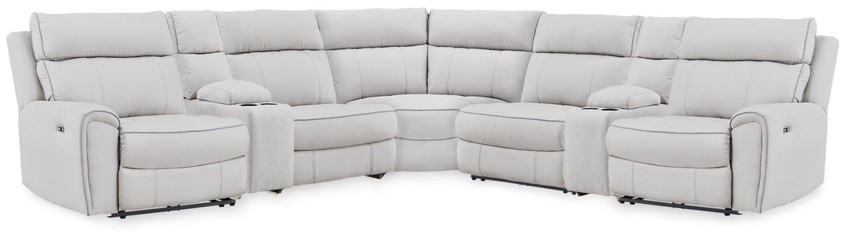 Social Pointe 7-Piece Reclining Sectional with Storage Consoles Chenille