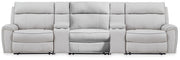 Social Pointe 5-Piece Reclining Sectional with Storage Consoles Chenille