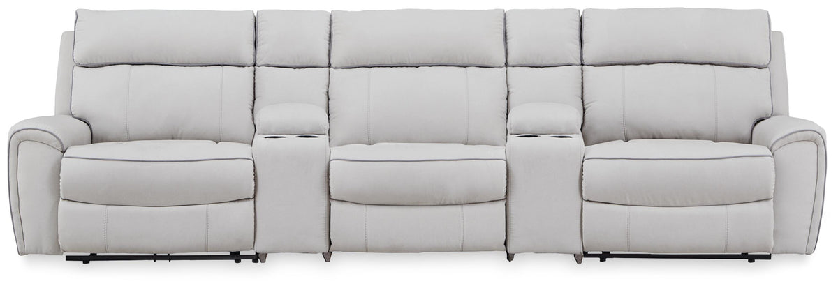 Social Pointe 5-Piece Power Reclining Sectional Chenille