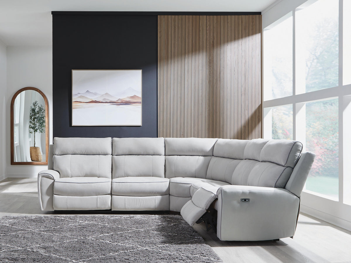 Social Pointe 5-Piece Power Reclining Sectional Chenille