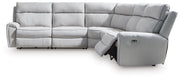 Social Pointe 5-Piece Power Reclining Sectional Chenille